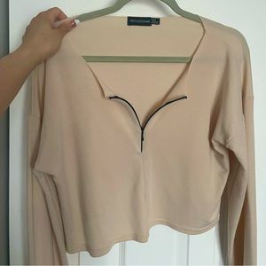 Pretty little thing cropped zip up shirt